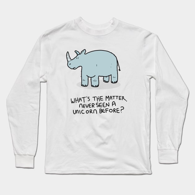 Grumpy Rhino Long Sleeve T-Shirt by grumpyanimals